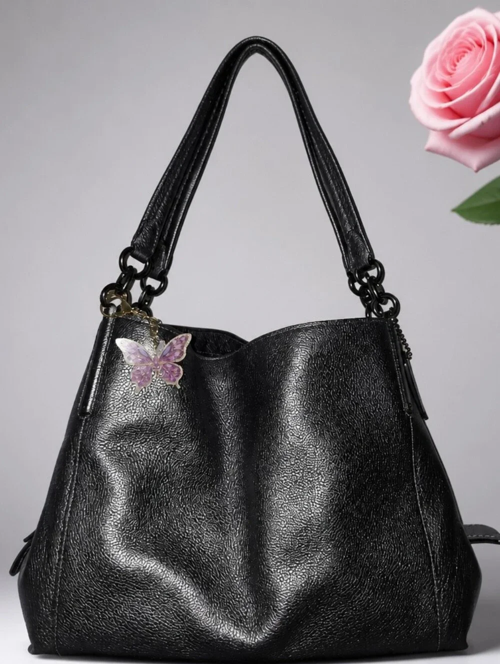 Coach Dalton Graphite Metallic Hobo Bag